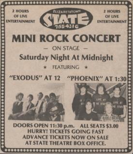 Newspaper ad for State Theater concert